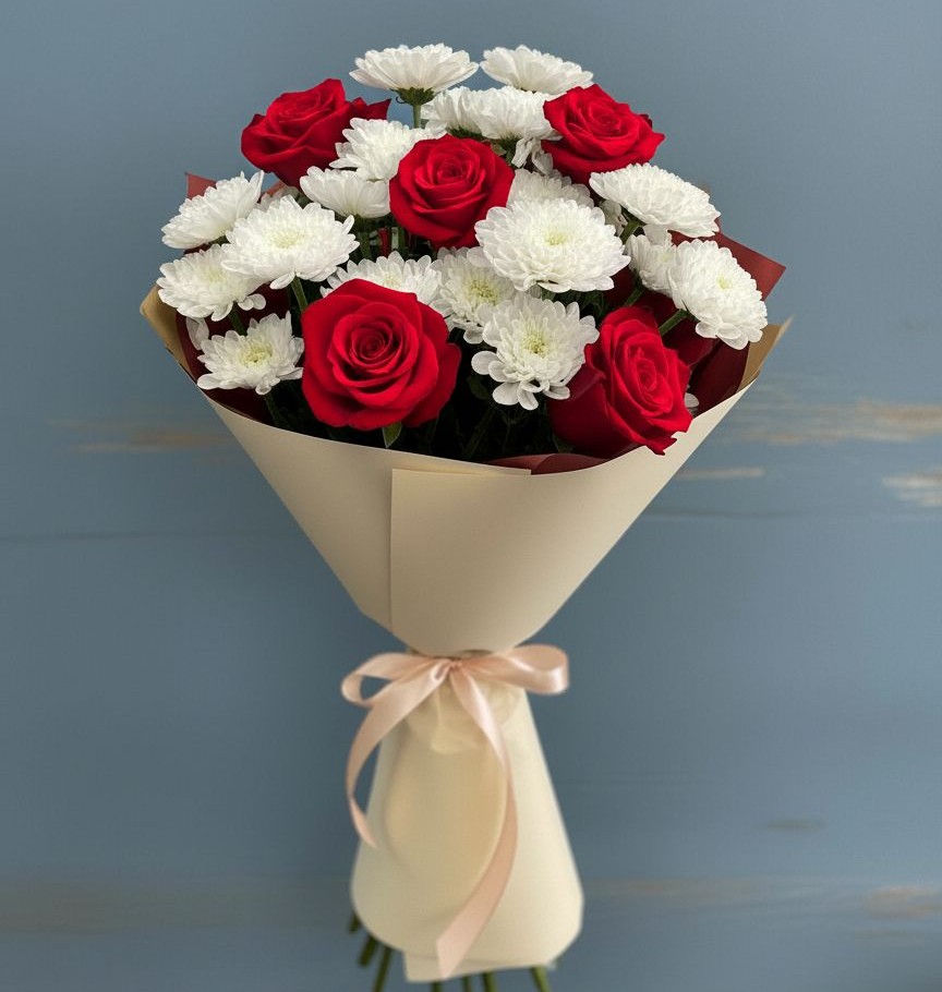 Букет цветов из: Розы и Хризантемы в Мирном Республика Крым