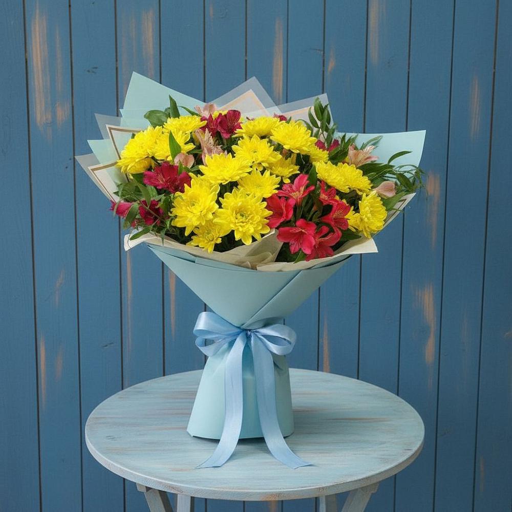 Букет цветов из: Альстромерии и Хризантемы в Мирном Республика Крым