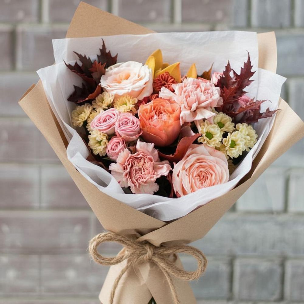 Букет цветов из: Гвоздики, Хризантемы и Розы в Мирном Республика Крым