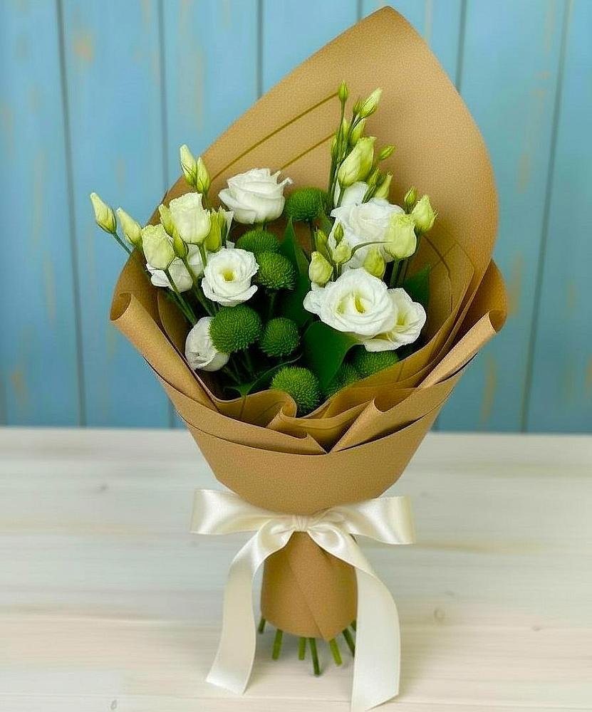 Букет цветов из: Хризантемы и Лизиантусы в Мирном Республика Крым