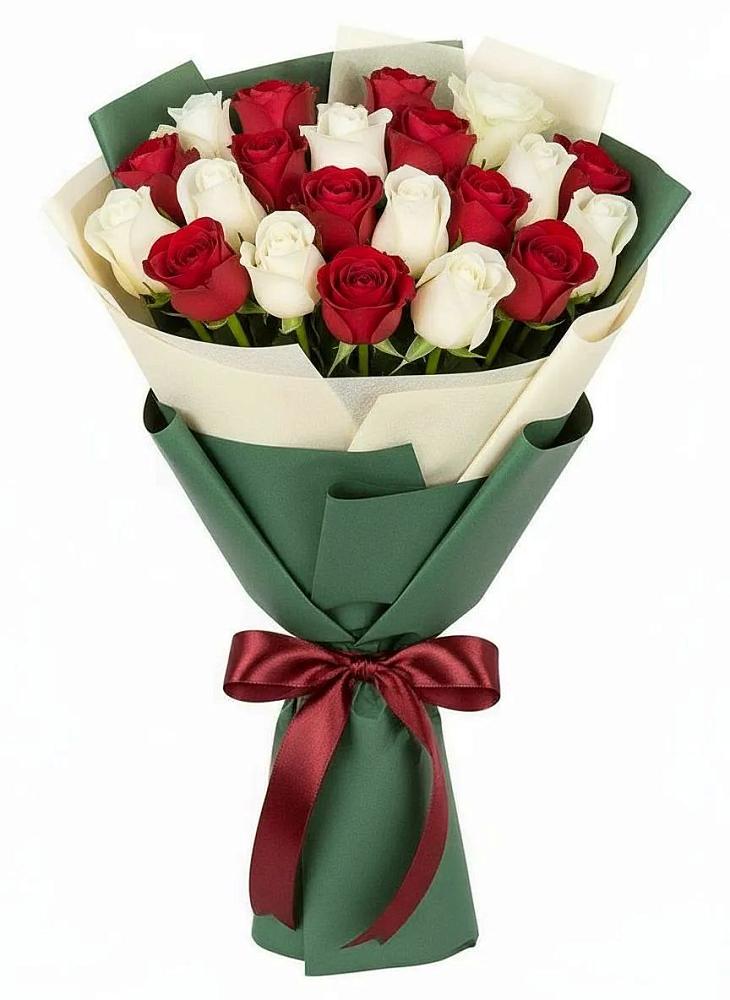 Букет Микс из красных и белых роз в Мирном Республика Крым