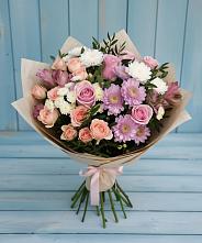 Букет цветов из:  Хризантемы, Розы и Альстромерии в Мирном Республика Крым